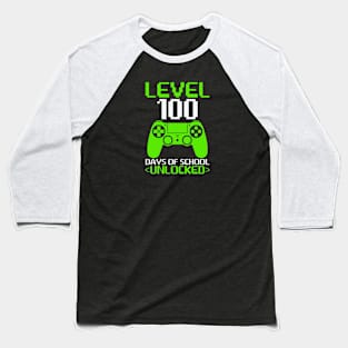 Level 100 Days Of School Unlocked - Student Gamer Baseball T-Shirt